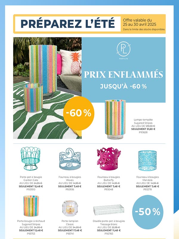 Pots partylite 3 mèches Promo Partylite accessoires de l'ètè