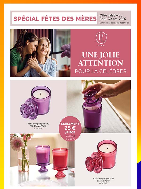Pots partylite 3 mèches Fêtes des Mères Partylite