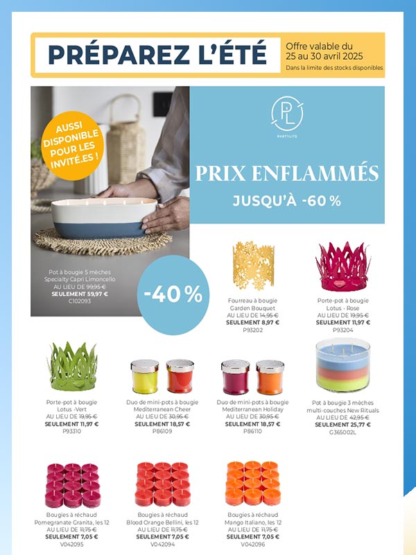 Pots partylite 3 mèches Offre Partylite promo bougies parfumées