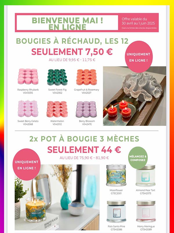 Pots partylite 3 mèches Réchauds et 3 mèches bougies parfumées Partylie en promo