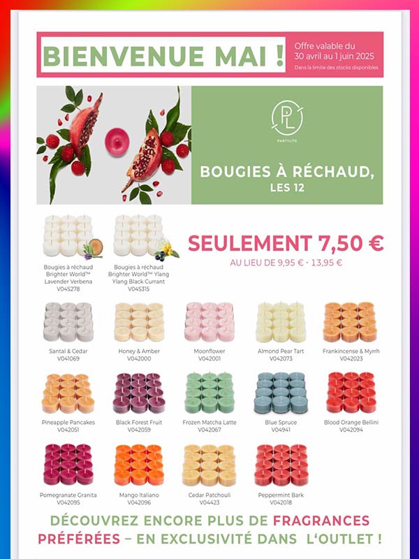 Pots partylite 3 mèches Promo bougies à réchauds Partylite
