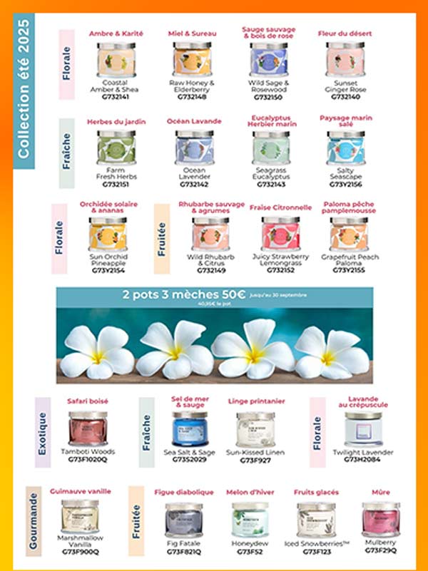 Pots partylite 3 mèches Pots 3 mèches Partylite en promo 50,00€ les 2