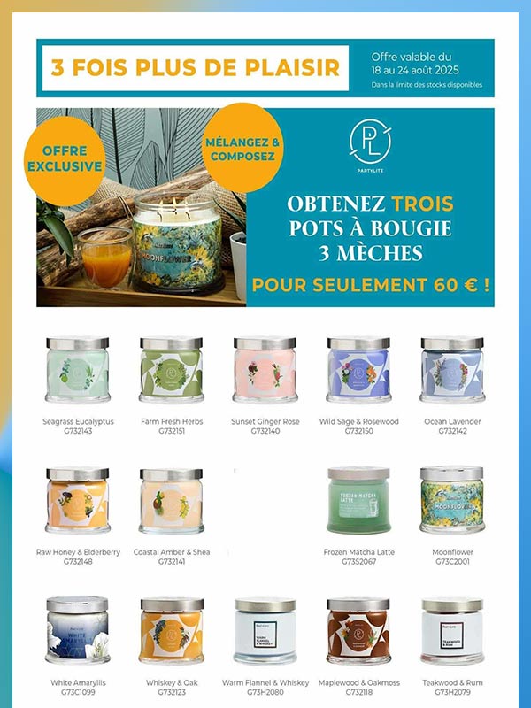 Offre pots 3 mèches Partylite