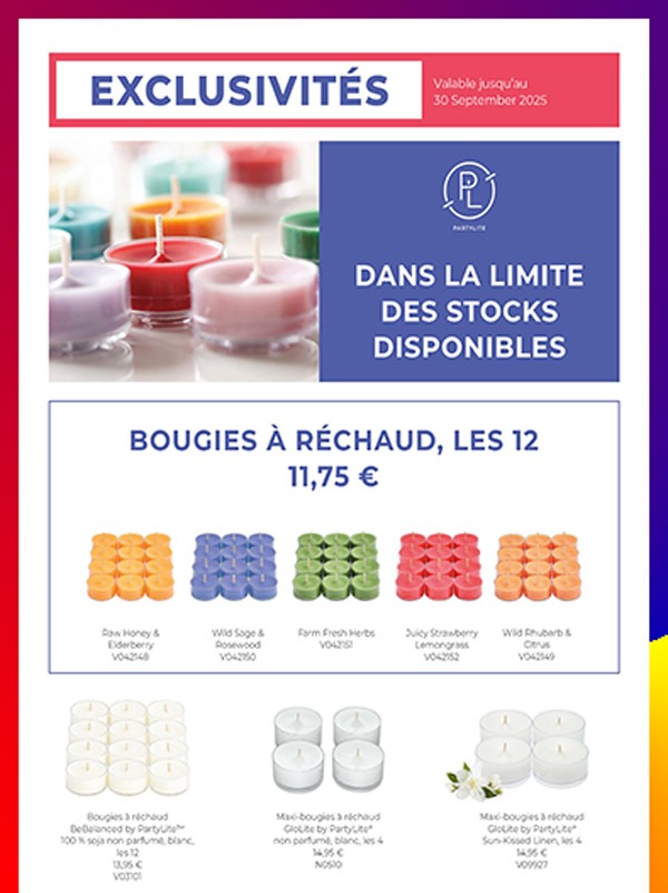 Offre réchauds Partylite 
