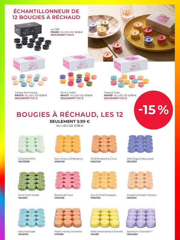 Pots partylite offres Réchauds et échantillonneurs en offre
