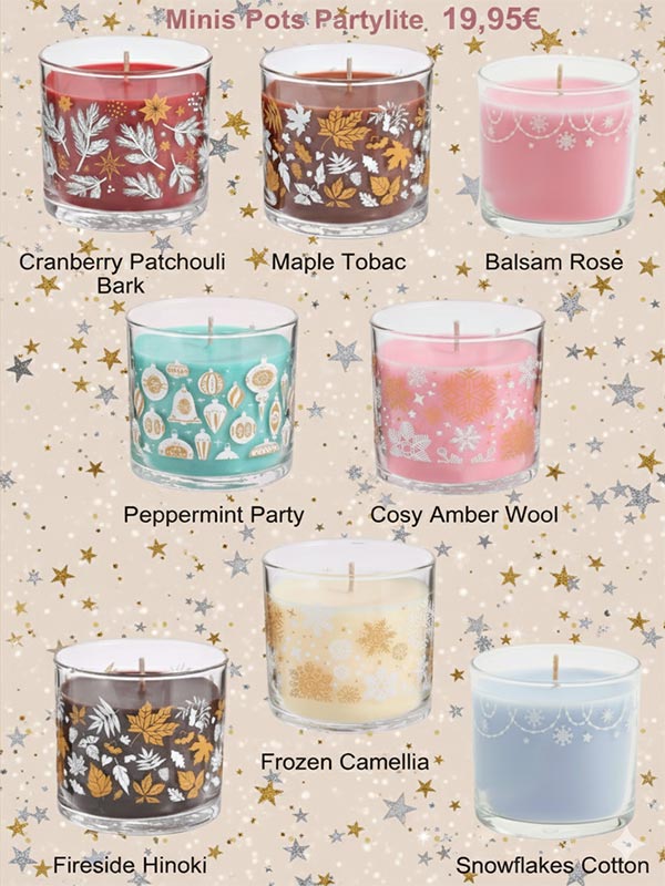 Partylite bougies parfumées mini pots