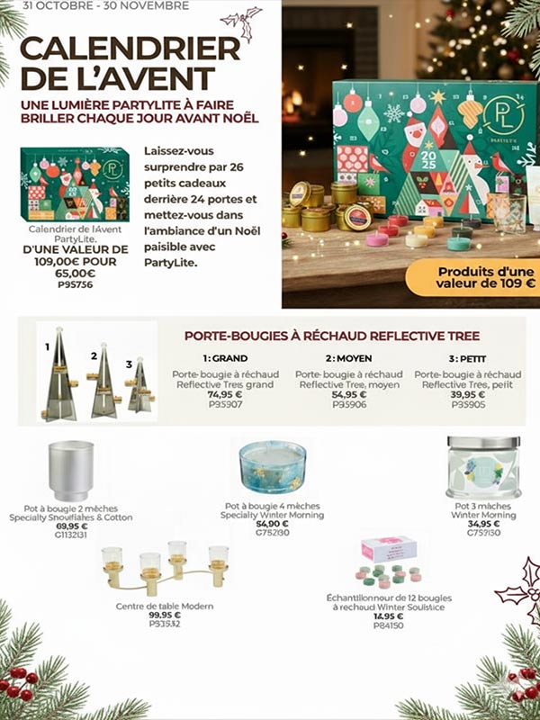Calendrier de l'Avent et accessoires Partylite de Noël 