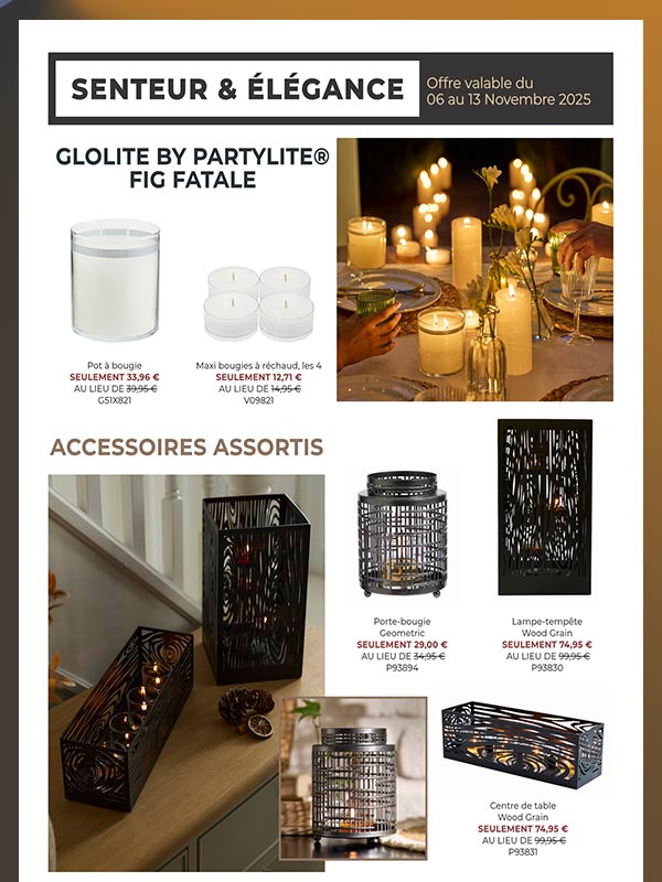 Offre flash Partylite GloLite Fig Fatale et accessoires