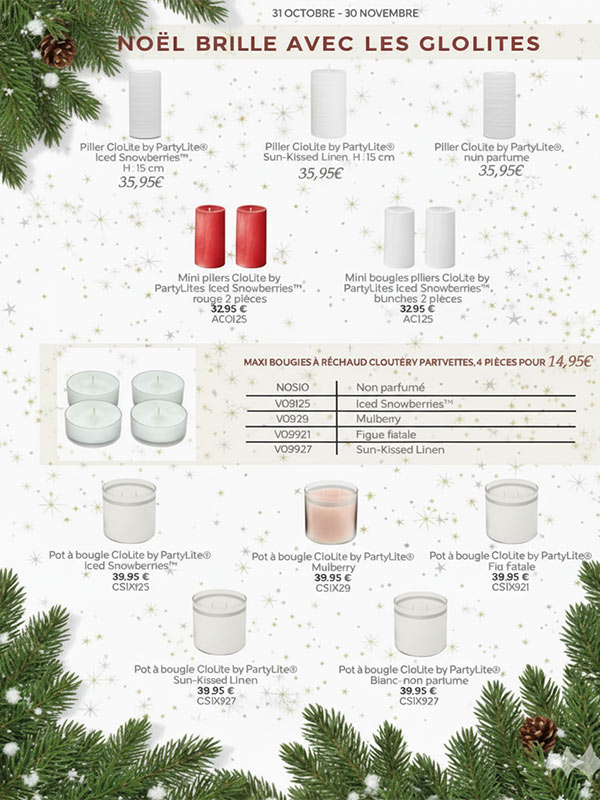 GloLite Partylite bougies parfumées  