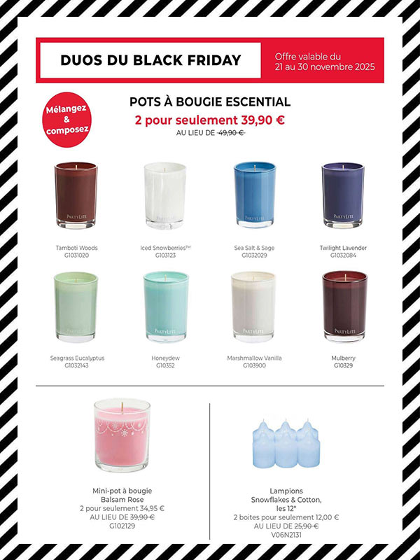 Pots Escential bougies parfumées Partylite
