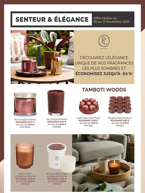 Tamboti Woods Partylite bougies parfumées 